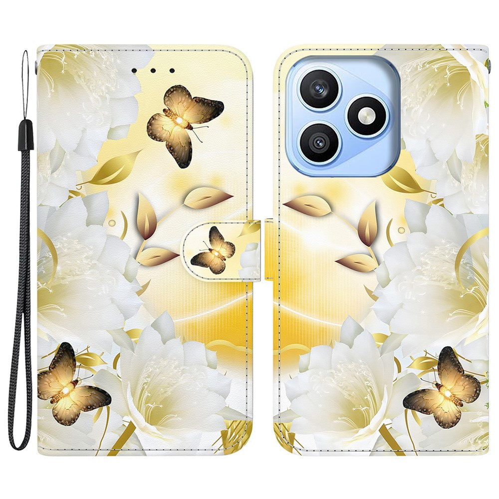 For Honor X8d 4G Wallet Phone Case Anti-Drop Pattern Printing Leather Flip Cover with Strap