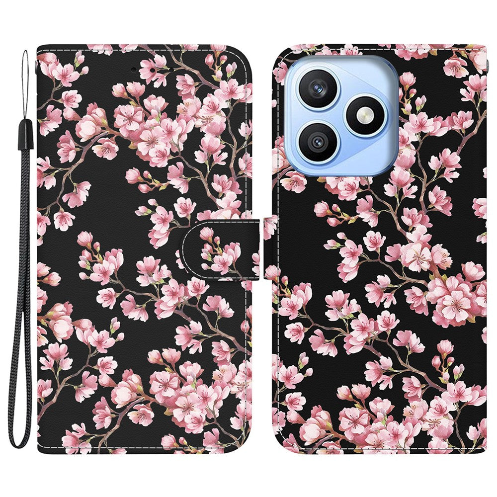 For Honor X8d 4G Wallet Phone Case Anti-Drop Pattern Printing Leather Flip Cover with Strap