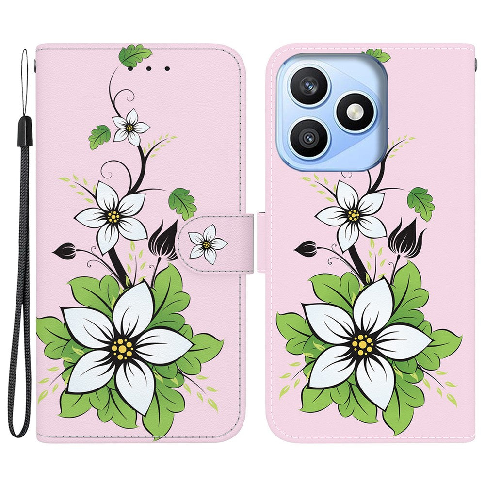 For Honor X8d 4G Wallet Phone Case Anti-Drop Pattern Printing Leather Flip Cover with Strap