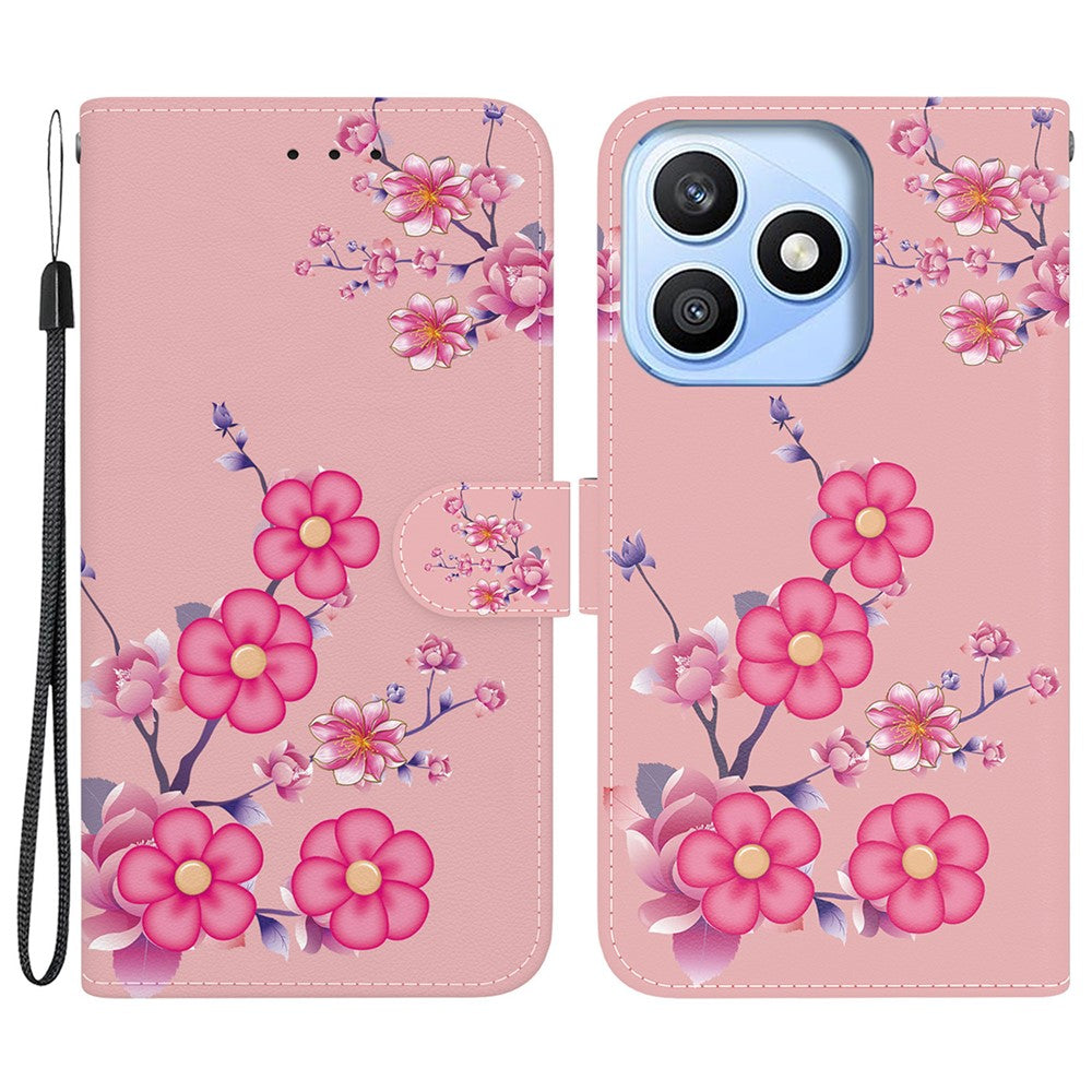 For Honor X8d 4G Wallet Phone Case Anti-Drop Pattern Printing Leather Flip Cover with Strap