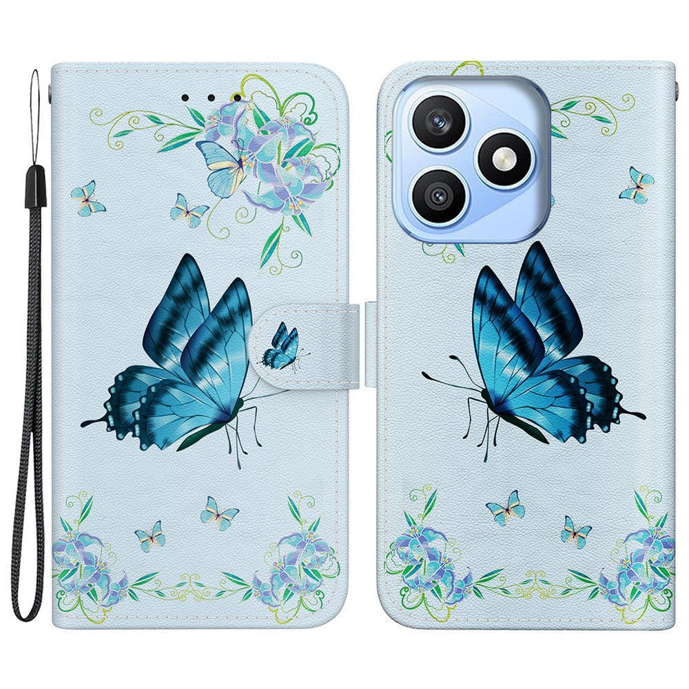 For Honor X8d 4G Wallet Phone Case Anti-Drop Pattern Printing Leather Flip Cover with Strap