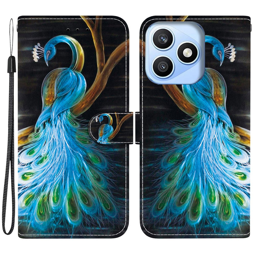 For Honor X8d 4G Case Pattern Printing Leather Flip Wallet Phone Cover with Lanyard