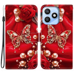 For Honor X8d 4G Leather Case Stand Wallet Pattern Printing Phone Cover with Wrist Strap