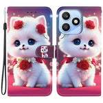 For Honor X8d 4G Leather Case Stand Wallet Pattern Printing Phone Cover with Wrist Strap