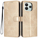 For Xiaomi Redmi Note 14 5G Wallet Case Imprint Floral PU Leather Stand Flip Phone Cover with Wrist Strap