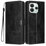 For Xiaomi Redmi Note 14 5G Wallet Case Imprint Floral PU Leather Stand Flip Phone Cover with Wrist Strap