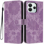 For Xiaomi Redmi Note 14 5G Wallet Case Imprint Floral PU Leather Stand Flip Phone Cover with Wrist Strap