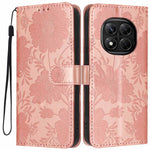 Wallet Case for Xiaomi Redmi Note 14 Pro 5G  /  Poco X7 5G Imprint Floral PU Leather Stand Flip Phone Cover with Wrist Strap