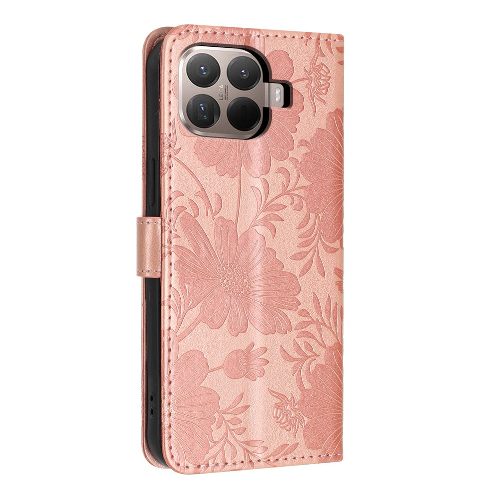 Xiaomi 15T Pro-pungcover i trykt blomstret PU-læder, stående flip-mobilcover med håndledsrem