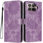 For Xiaomi 15T Pro Wallet Case Imprint Floral PU Leather Stand Flip Phone Cover with Wrist Strap