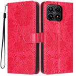 For Xiaomi 17 Wallet Case Imprint Floral PU Leather Stand Flip Phone Cover with Wrist Strap