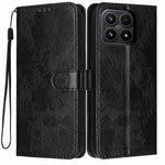 For Xiaomi 17 Wallet Case Imprint Floral PU Leather Stand Flip Phone Cover with Wrist Strap