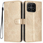 For Xiaomi 17 Wallet Case Imprint Floral PU Leather Stand Flip Phone Cover with Wrist Strap