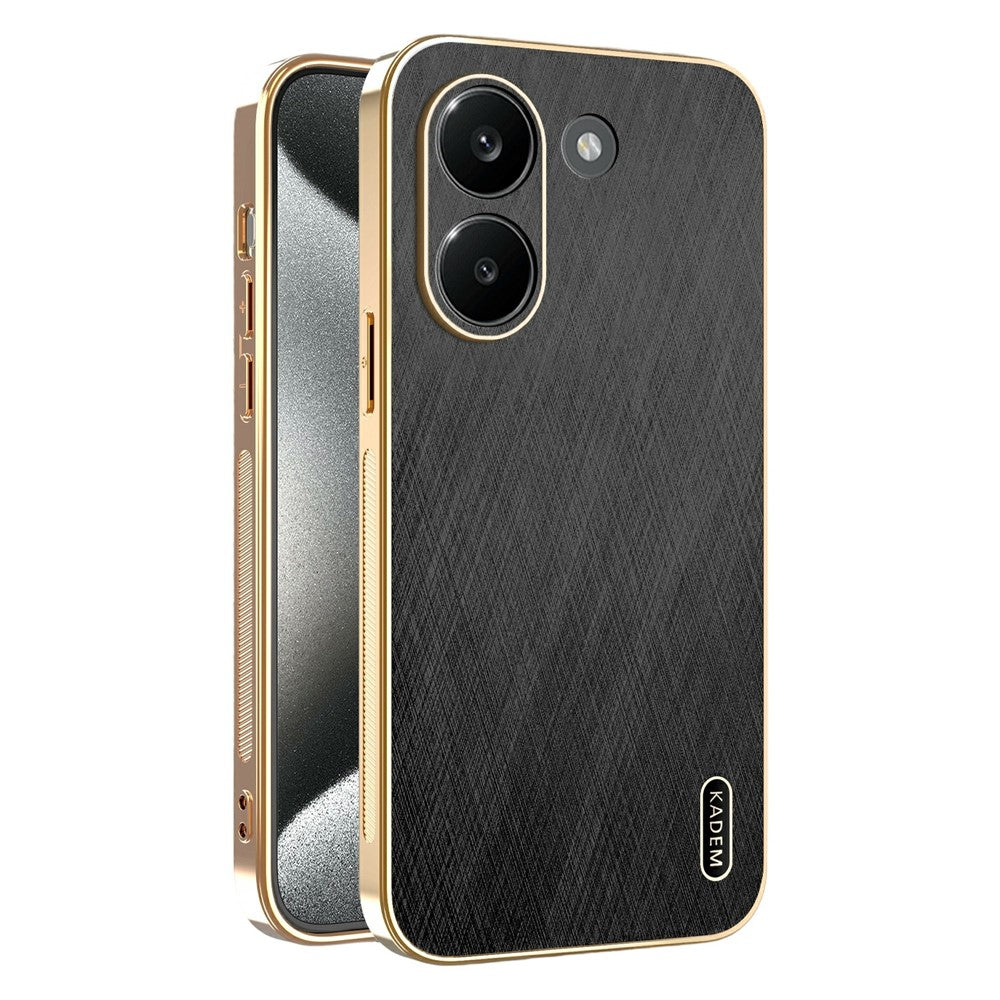 KADEM For Xiaomi Redmi Turbo 5 5G Case Electroplating Silk Texture PU + TPU Phone Back Cover