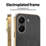 KADEM For Xiaomi Redmi Turbo 5 5G Case Electroplating Silk Texture PU + TPU Phone Back Cover