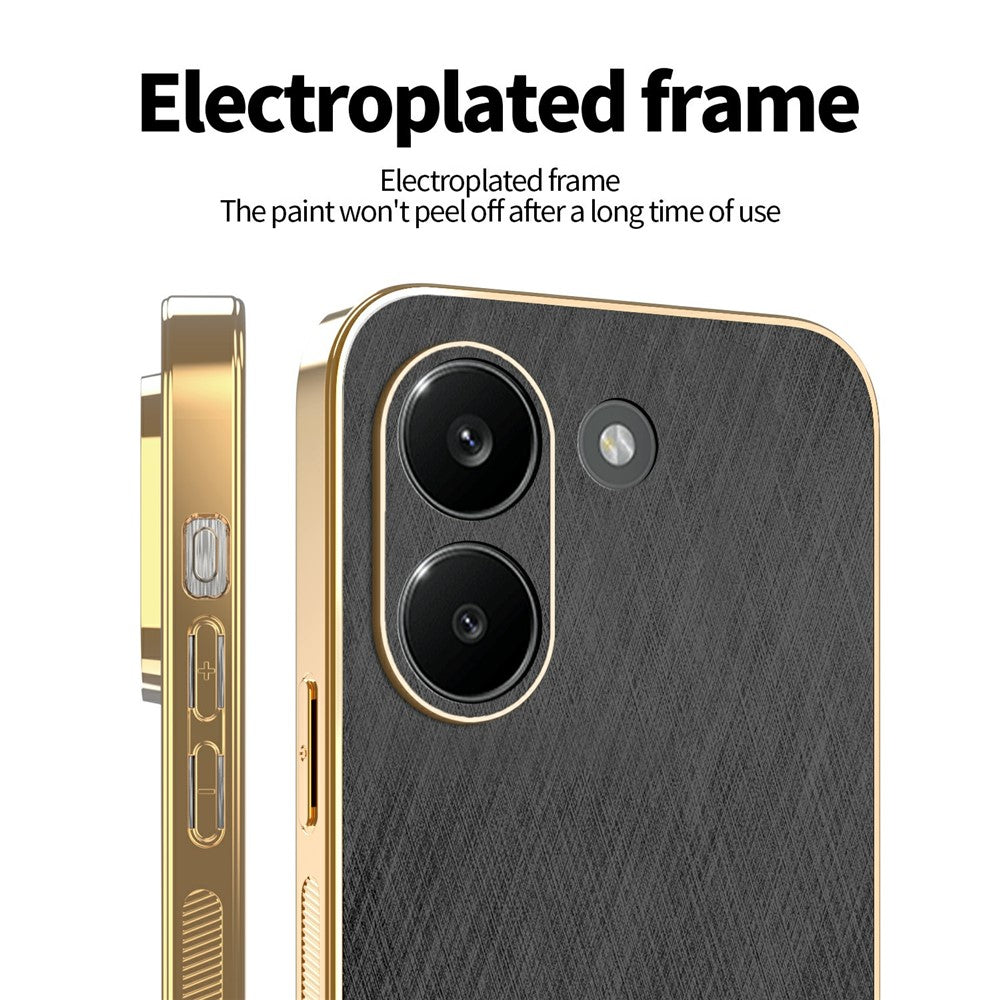 KADEM For Xiaomi Redmi Turbo 5 5G Case Electroplating Silk Texture PU + TPU Phone Back Cover
