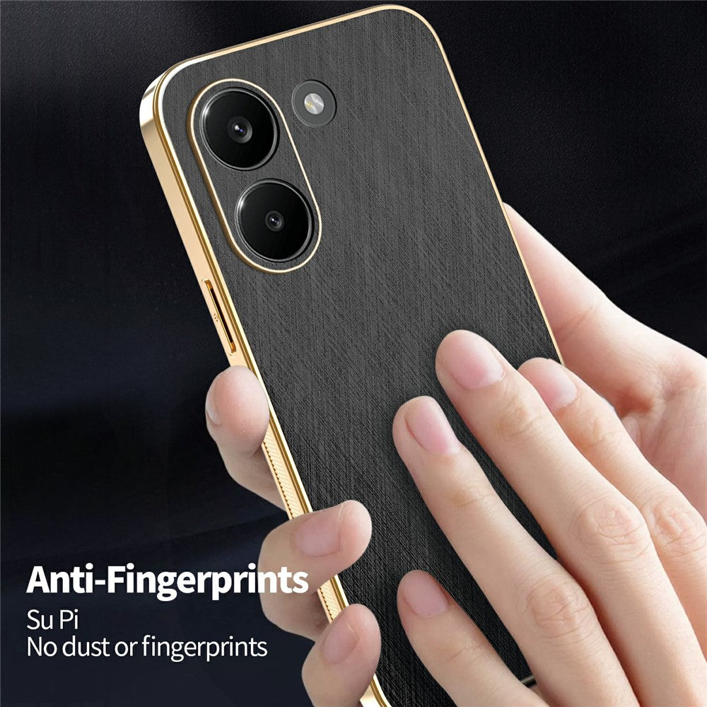 KADEM For Xiaomi Redmi Turbo 5 5G Case Electroplating Silk Texture PU + TPU Phone Back Cover