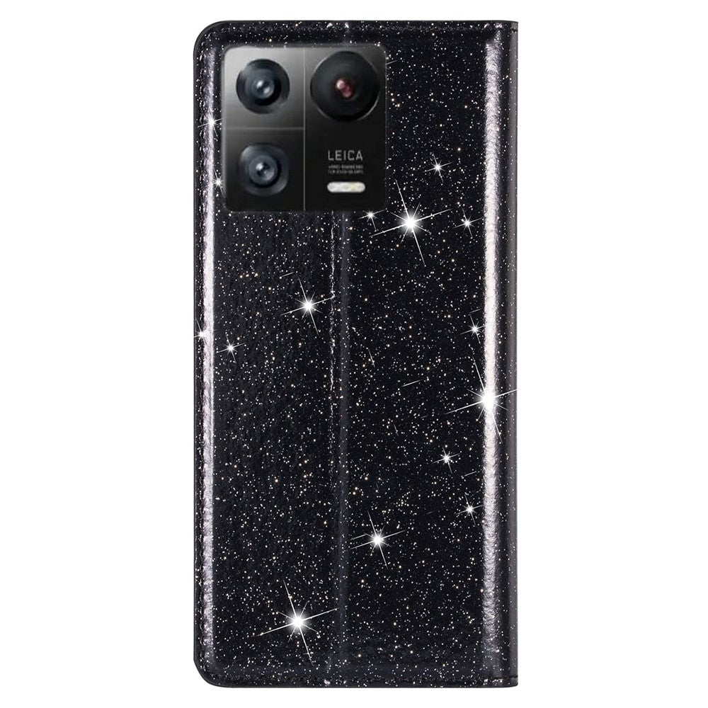 For Xiaomi 13 Pro 5G Glitter Sequins PU Leather Phone Case Card Holder Shockproof Stand Phone Cover