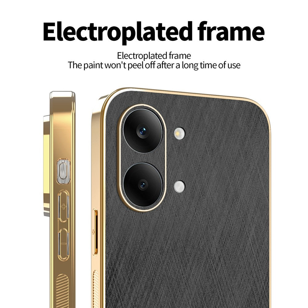 KADEM For Xiaomi Redmi Turbo 5 Max 5G Case Electroplating Silk Texture PU + TPU Phone Back Cover