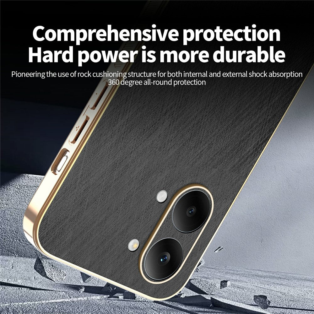 KADEM For Xiaomi Redmi Turbo 5 Max 5G Case Electroplating Silk Texture PU + TPU Phone Back Cover