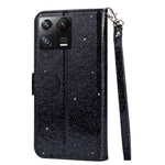For Xiaomi 13 Pro 5G Zipper Pocket Glittery Sequins Phone Cover Full Protection PU Leather Wallet Stand Case