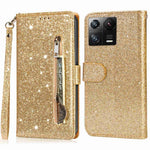 For Xiaomi 13 Pro 5G Zipper Pocket Glittery Sequins Phone Cover Full Protection PU Leather Wallet Stand Case