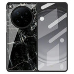 For Oppo Find N6 5G Back Case Marble Pattern Tempered Glass + PC Hybrid Phone Cover