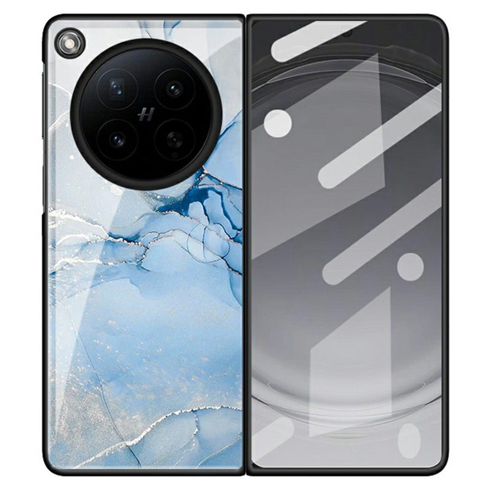 For Oppo Find N6 5G Back Case Marble Pattern Tempered Glass + PC Hybrid Phone Cover