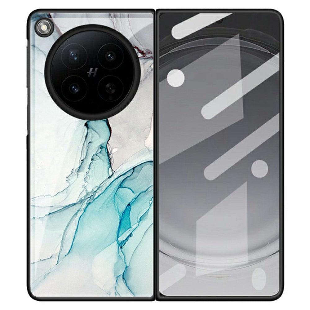 For Oppo Find N6 5G Back Case Marble Pattern Tempered Glass + PC Hybrid Phone Cover
