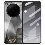 For Oppo Find N6 5G Back Case Marble Pattern Tempered Glass + PC Hybrid Phone Cover