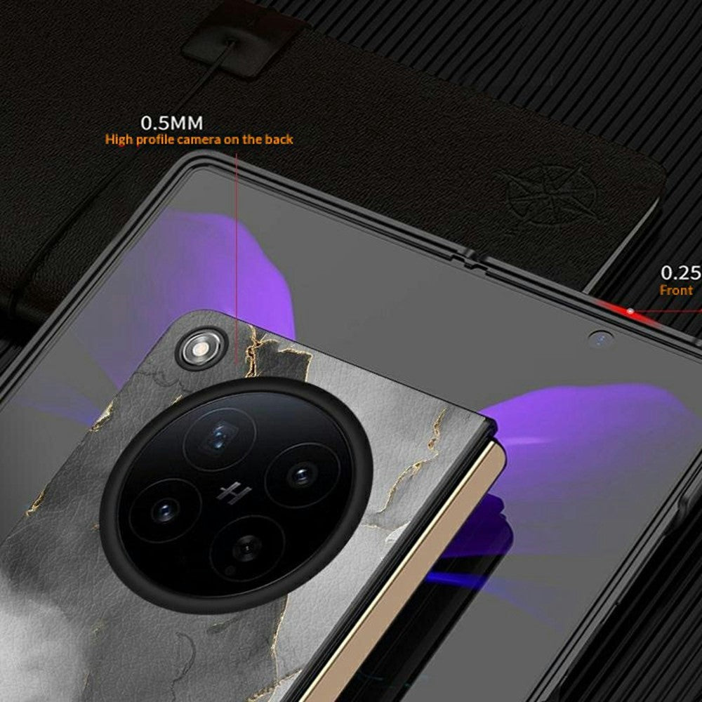 For Oppo Find N6 5G Case Marble Texture PU Leather Coated PC Foldable Phone Cover