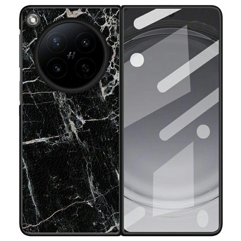 For Oppo Find N6 5G Case Marble Texture PU Leather Coated PC Foldable Phone Cover