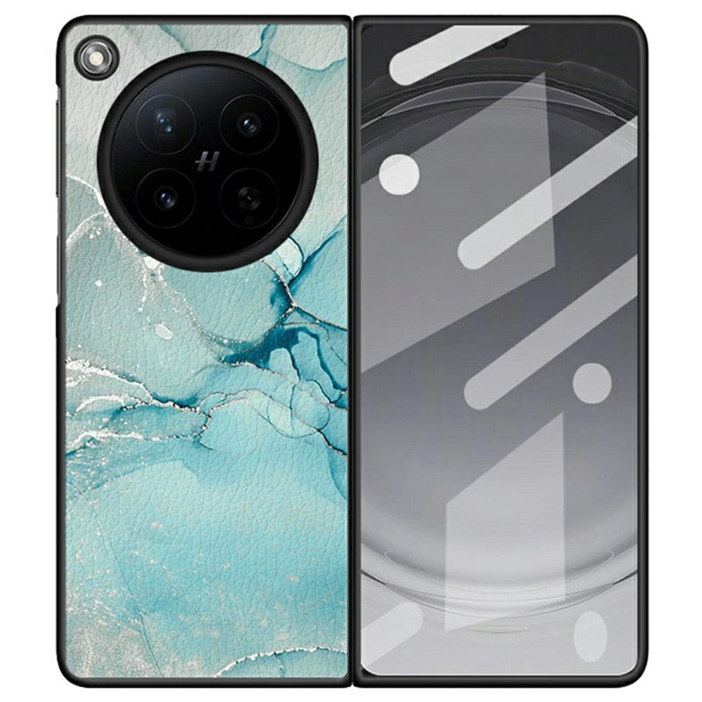For Oppo Find N6 5G Case Marble Texture PU Leather Coated PC Foldable Phone Cover