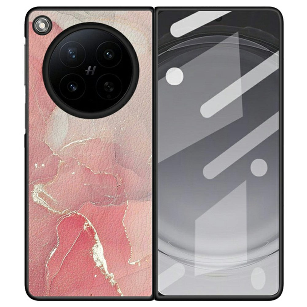 For Oppo Find N6 5G Case Marble Texture PU Leather Coated PC Foldable Phone Cover