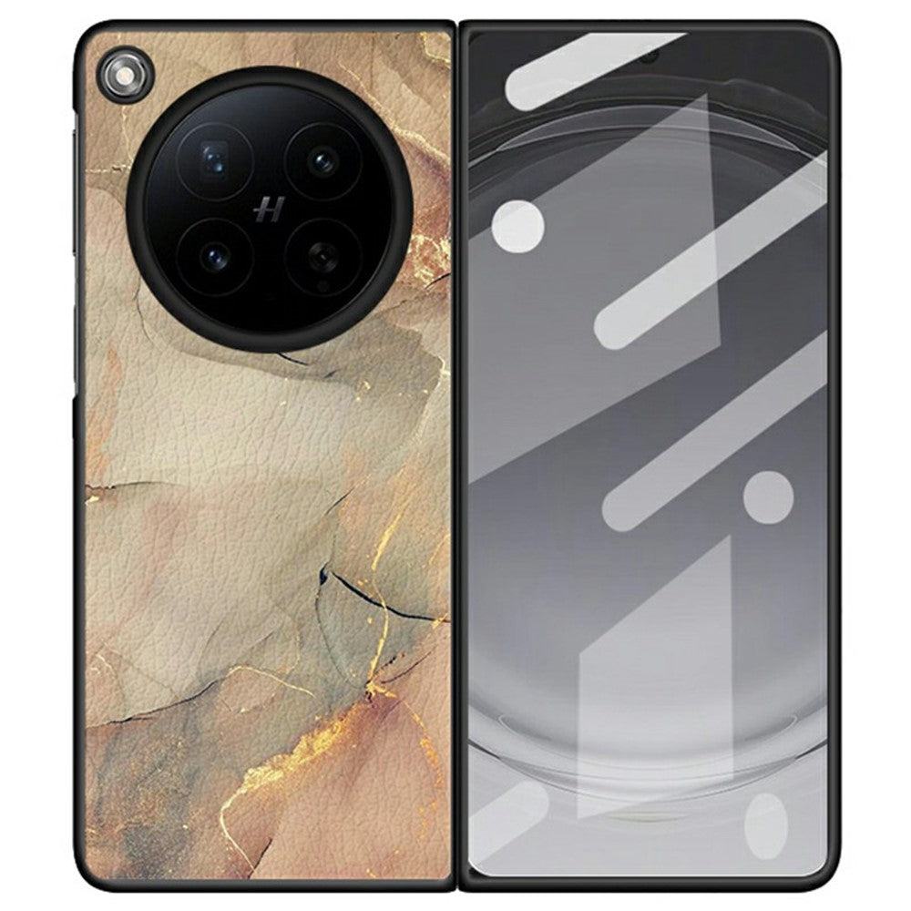 For Oppo Find N6 5G Case Marble Texture PU Leather Coated PC Foldable Phone Cover