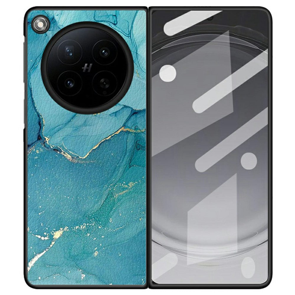 For Oppo Find N6 5G Case Marble Texture PU Leather Coated PC Foldable Phone Cover