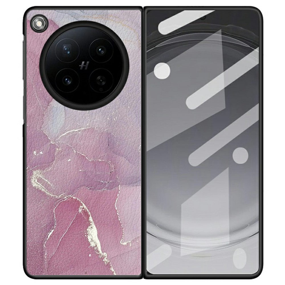 For Oppo Find N6 5G Case Marble Texture PU Leather Coated PC Foldable Phone Cover