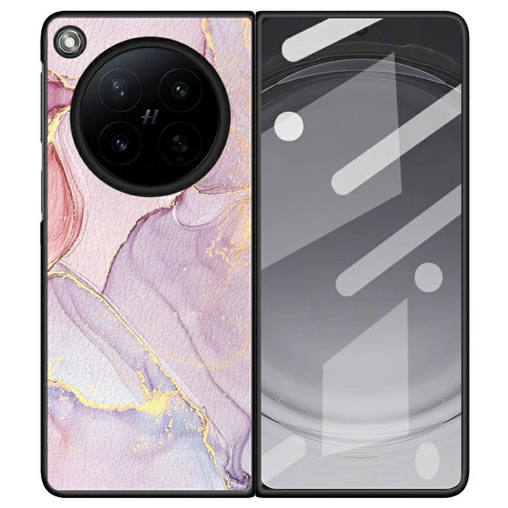 For Oppo Find N6 5G Case Marble Texture PU Leather Coated PC Foldable Phone Cover