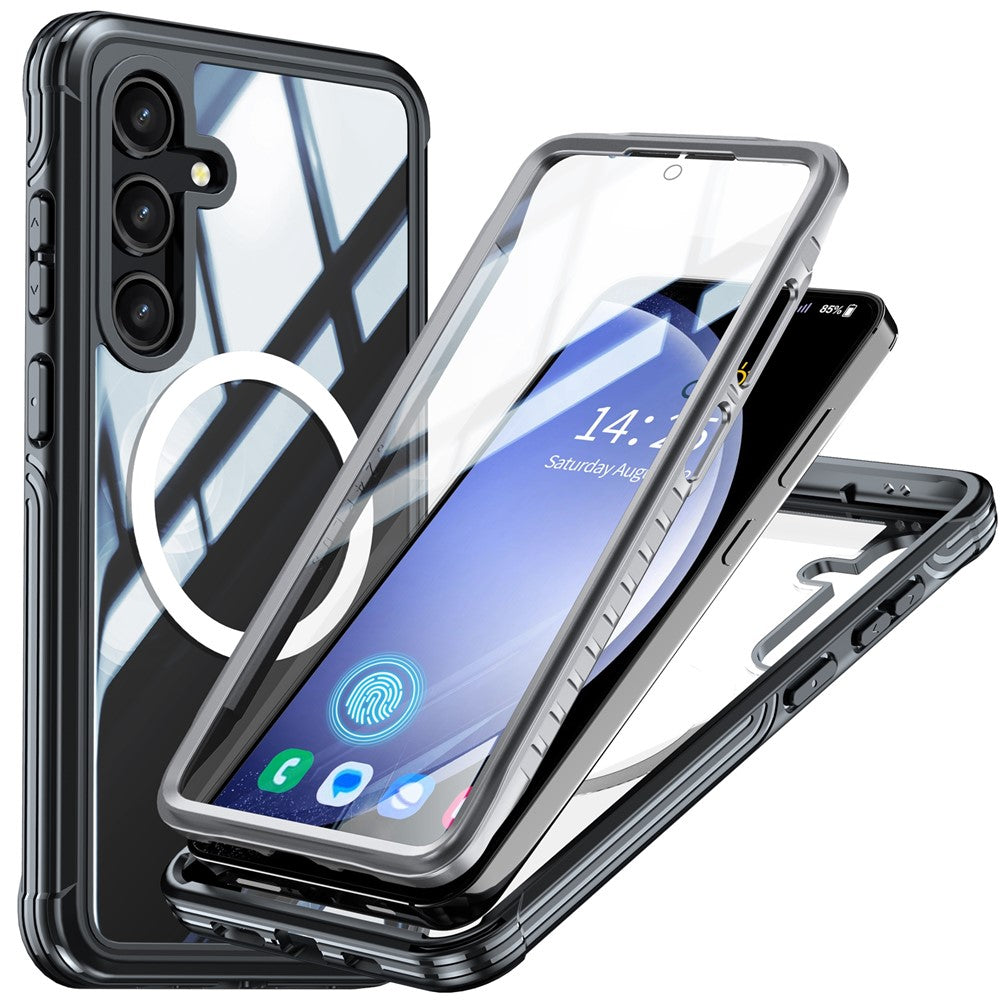For Samsung Galaxy S24 Magnetic Case PC + TPU Phone Cover with PET Screen Film