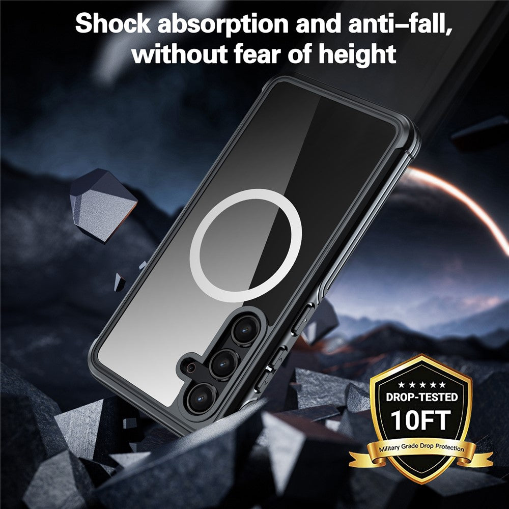 For Samsung Galaxy S24 Magnetic Case PC + TPU Phone Cover with PET Screen Film