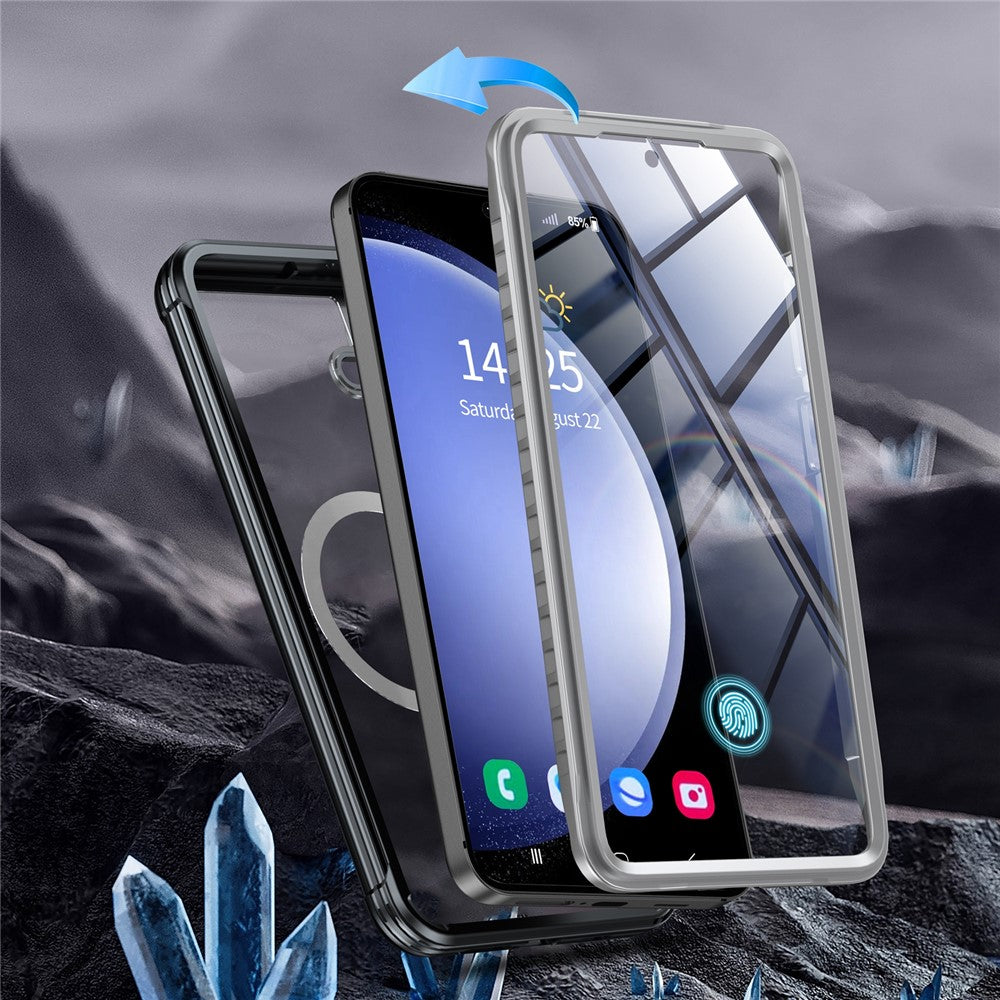 For Samsung Galaxy S24 Magnetic Case PC + TPU Phone Cover with PET Screen Film
