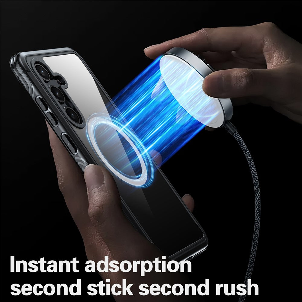 For Samsung Galaxy S24 Magnetic Case PC + TPU Phone Cover with PET Screen Film