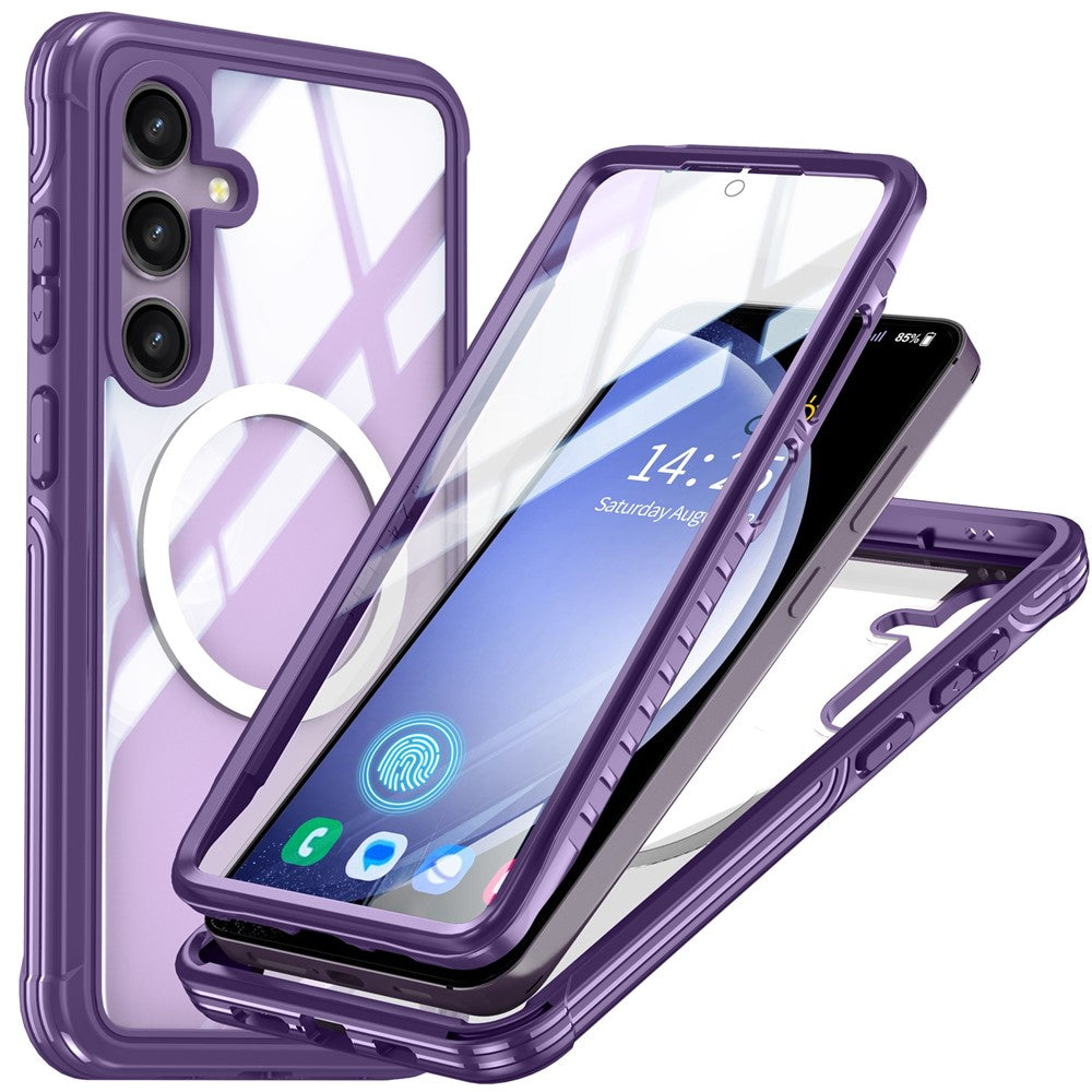 For Samsung Galaxy S24 Magnetic Case PC + TPU Phone Cover with PET Screen Film