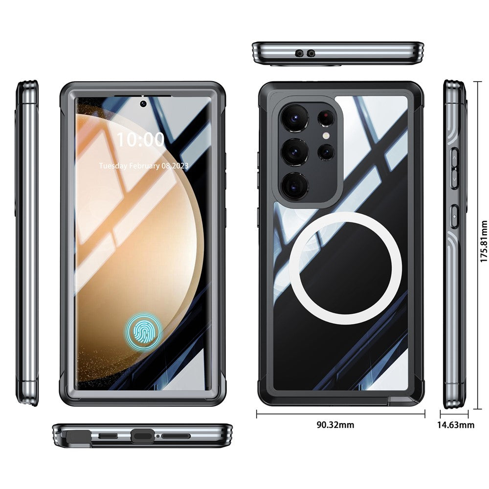 Til Samsung Galaxy S24 Ultra magnetisk cover i PC + TPU med PET-skærmfilm