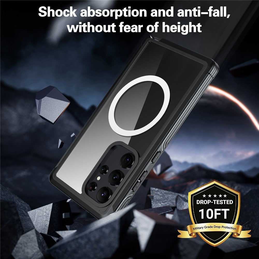 Til Samsung Galaxy S24 Ultra magnetisk cover i PC + TPU med PET-skærmfilm