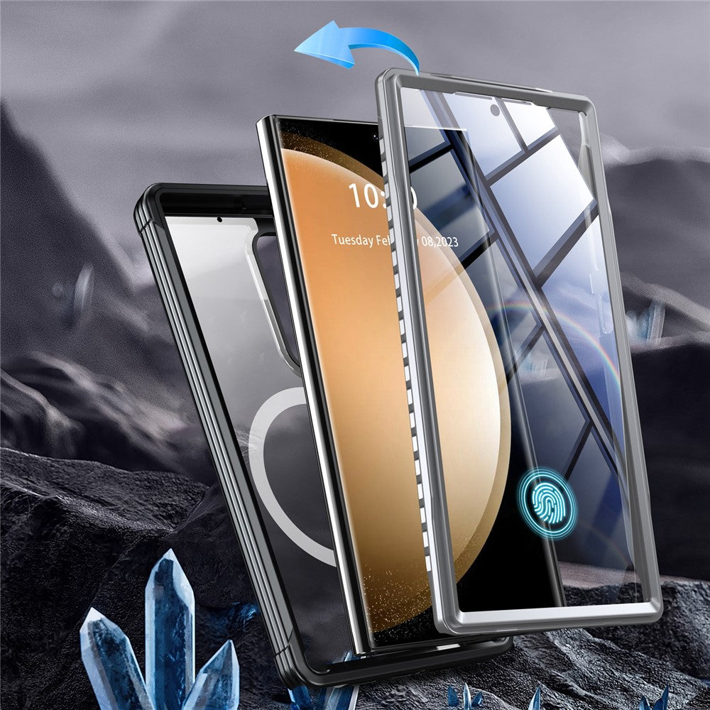 Til Samsung Galaxy S24 Ultra magnetisk cover i PC + TPU med PET-skærmfilm
