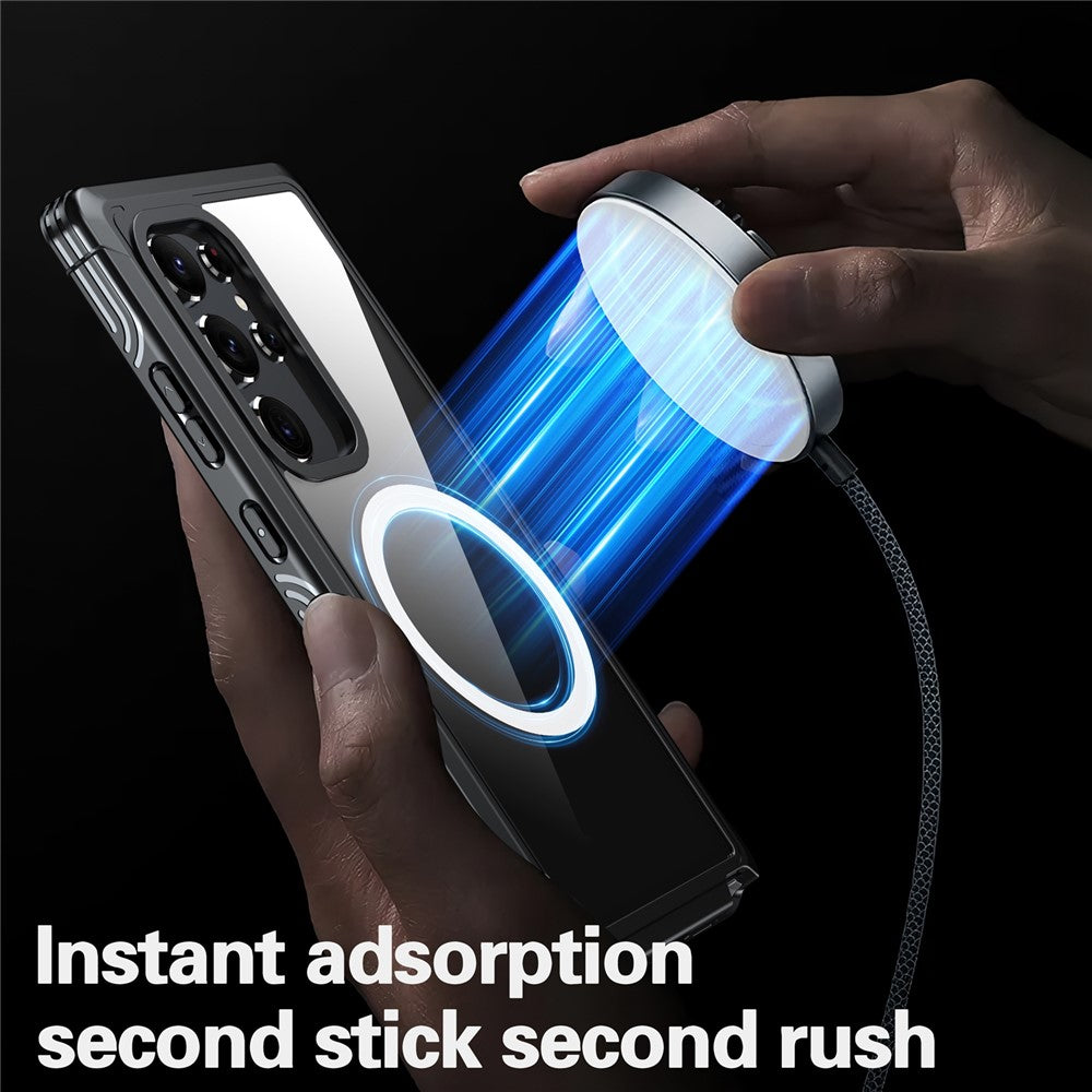 Til Samsung Galaxy S24 Ultra magnetisk cover i PC + TPU med PET-skærmfilm
