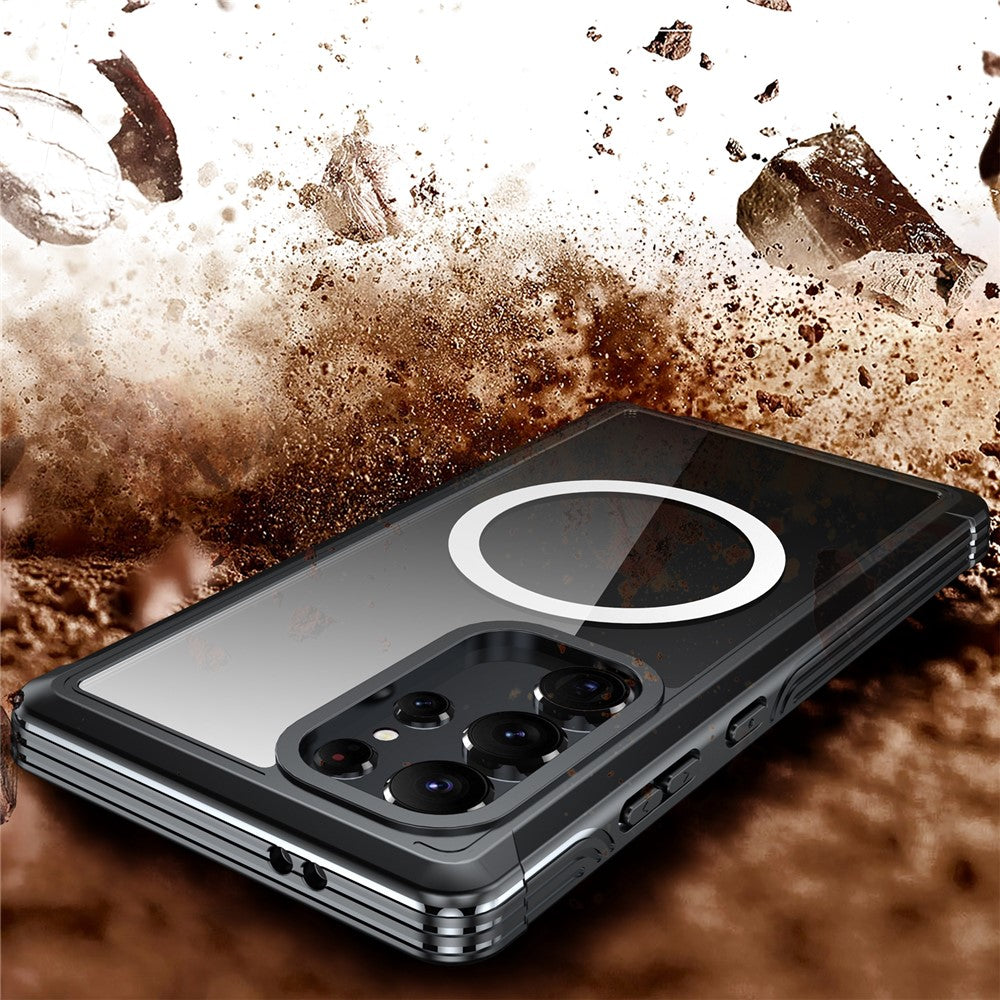 Til Samsung Galaxy S24 Ultra magnetisk cover i PC + TPU med PET-skærmfilm