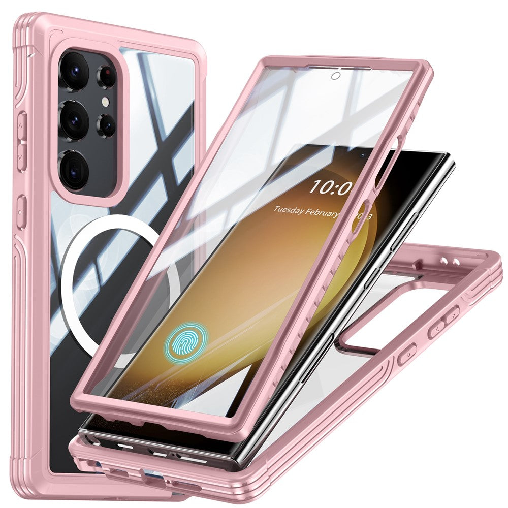 Til Samsung Galaxy S24 Ultra magnetisk cover i PC + TPU med PET-skærmfilm