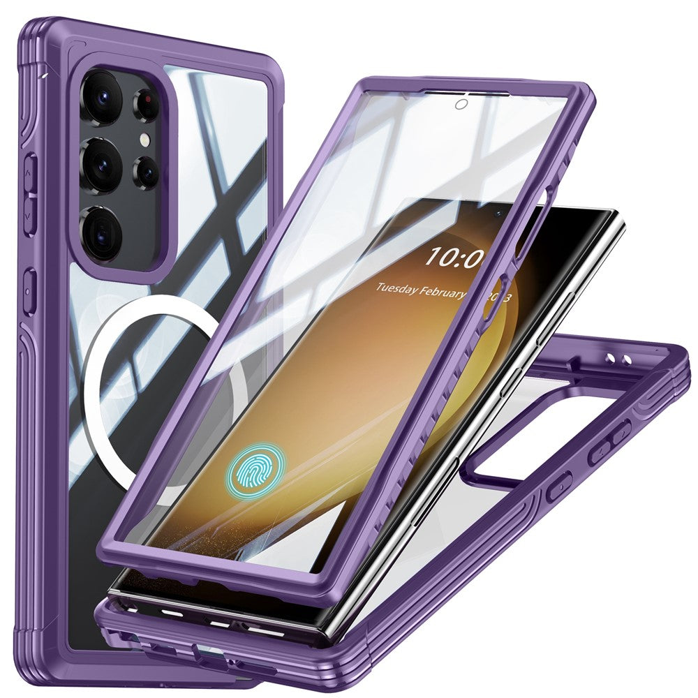 Til Samsung Galaxy S24 Ultra magnetisk cover i PC + TPU med PET-skærmfilm